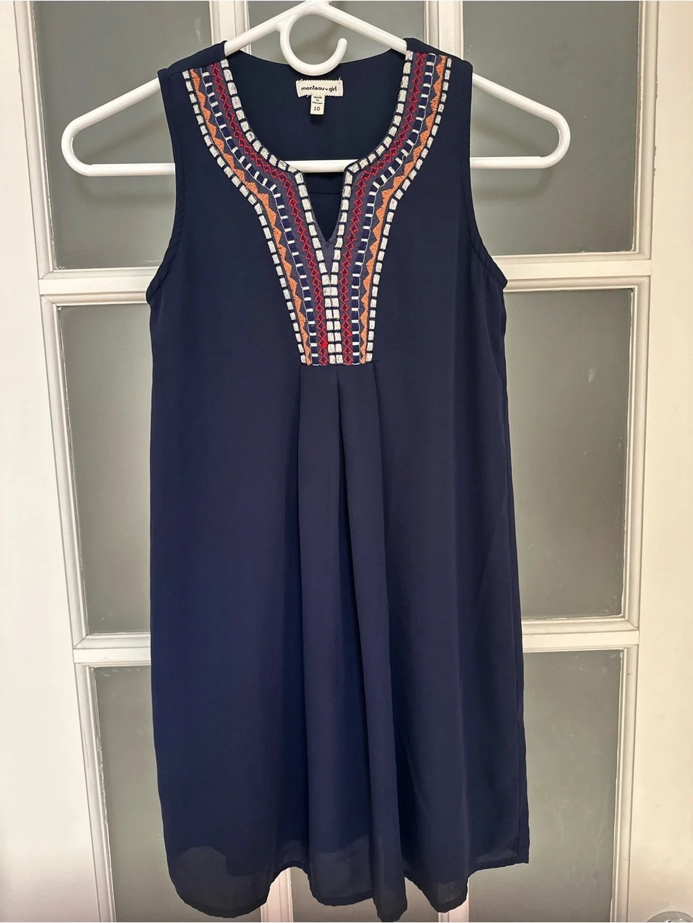 Monteau Girls Navy Blue Sleevless Lined Dress, size 10